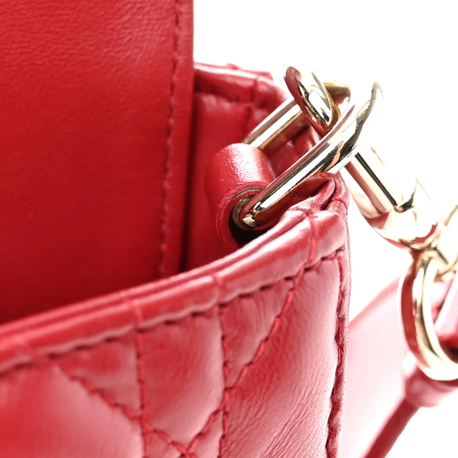 Lambskin Cannage Medium Lady D-Joy Red