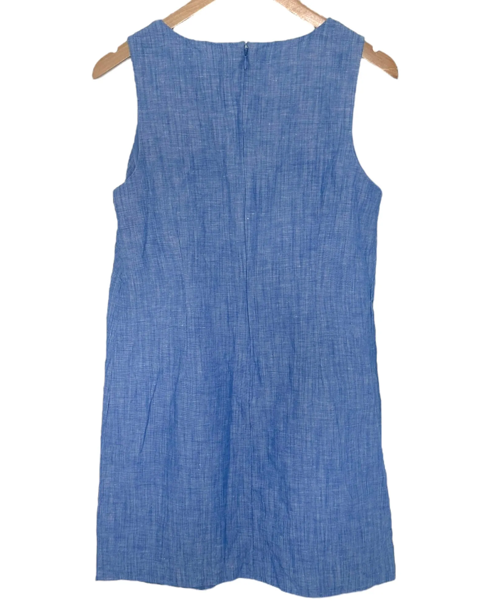 Light Spring Chambray Floral Embroidered Shift Dress