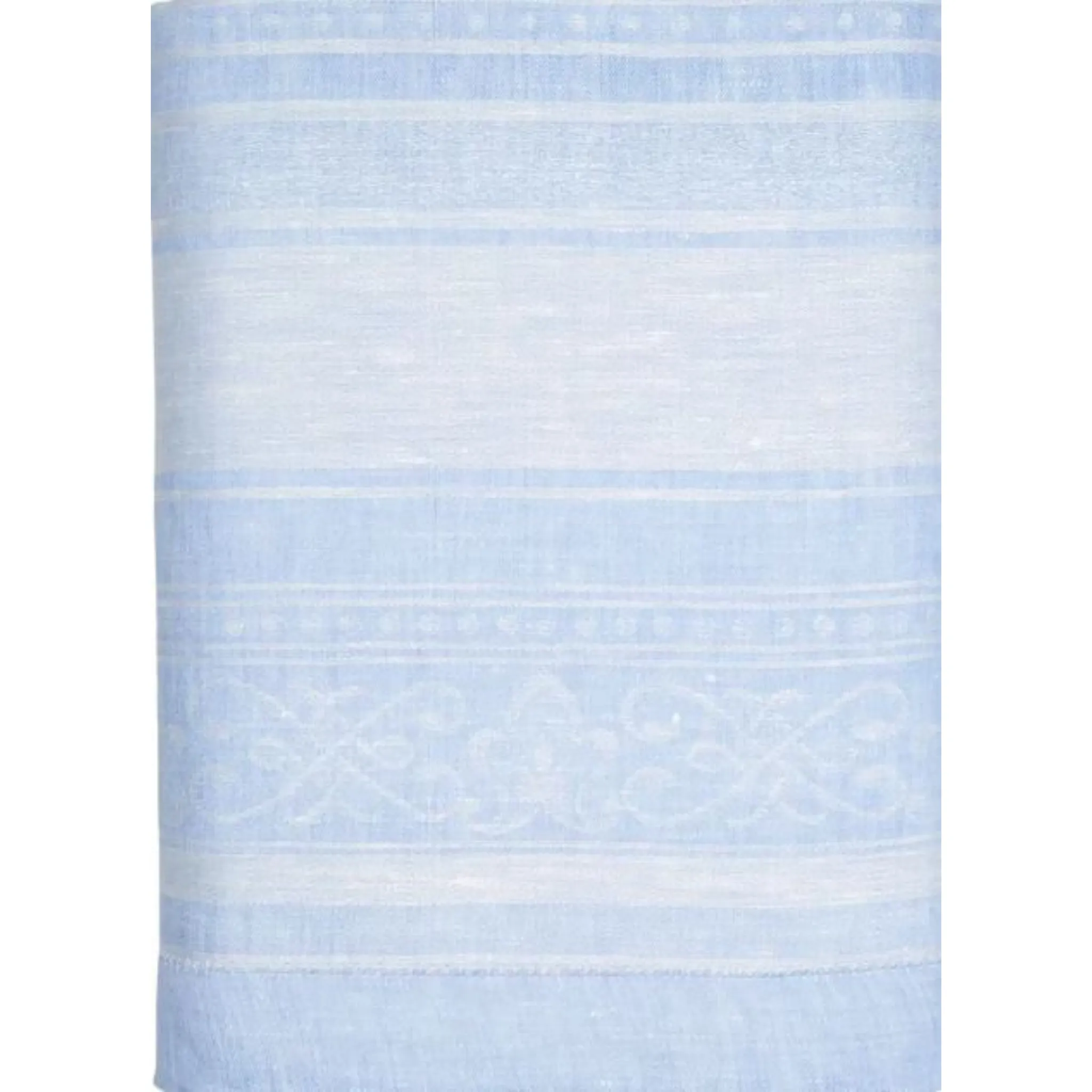 Linen Rectangular Astra Tablecloth, Ivory and Light Blue