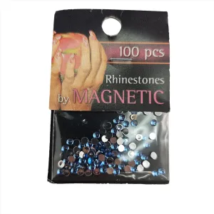 Magnetic Rhinestone Round L/Blue L 100 pcs