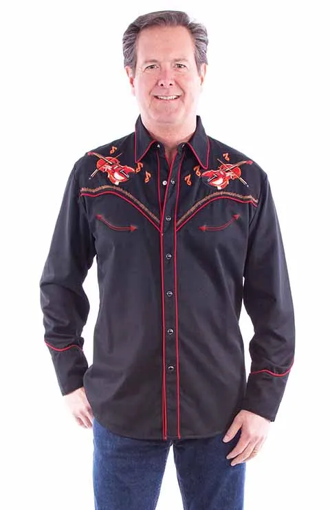 Men's Vintage Western Shirt Collection: Scully Dueling Twin Fiddles