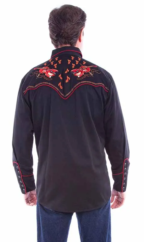 Men's Vintage Western Shirt Collection: Scully Dueling Twin Fiddles