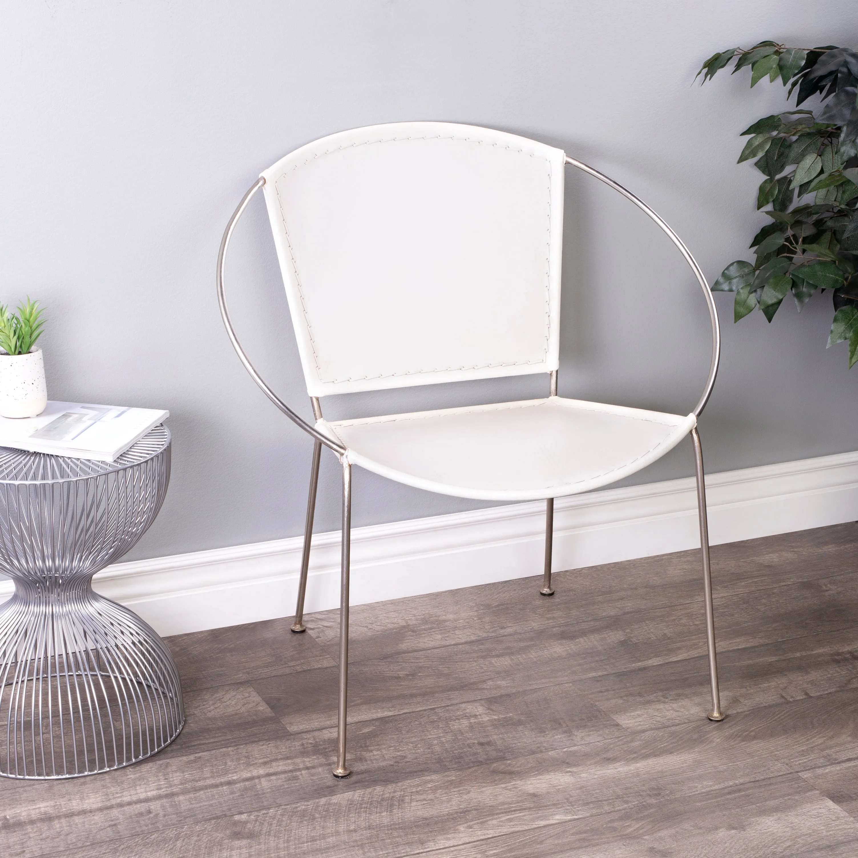 Milo Leather Accent Chair in White  5511411