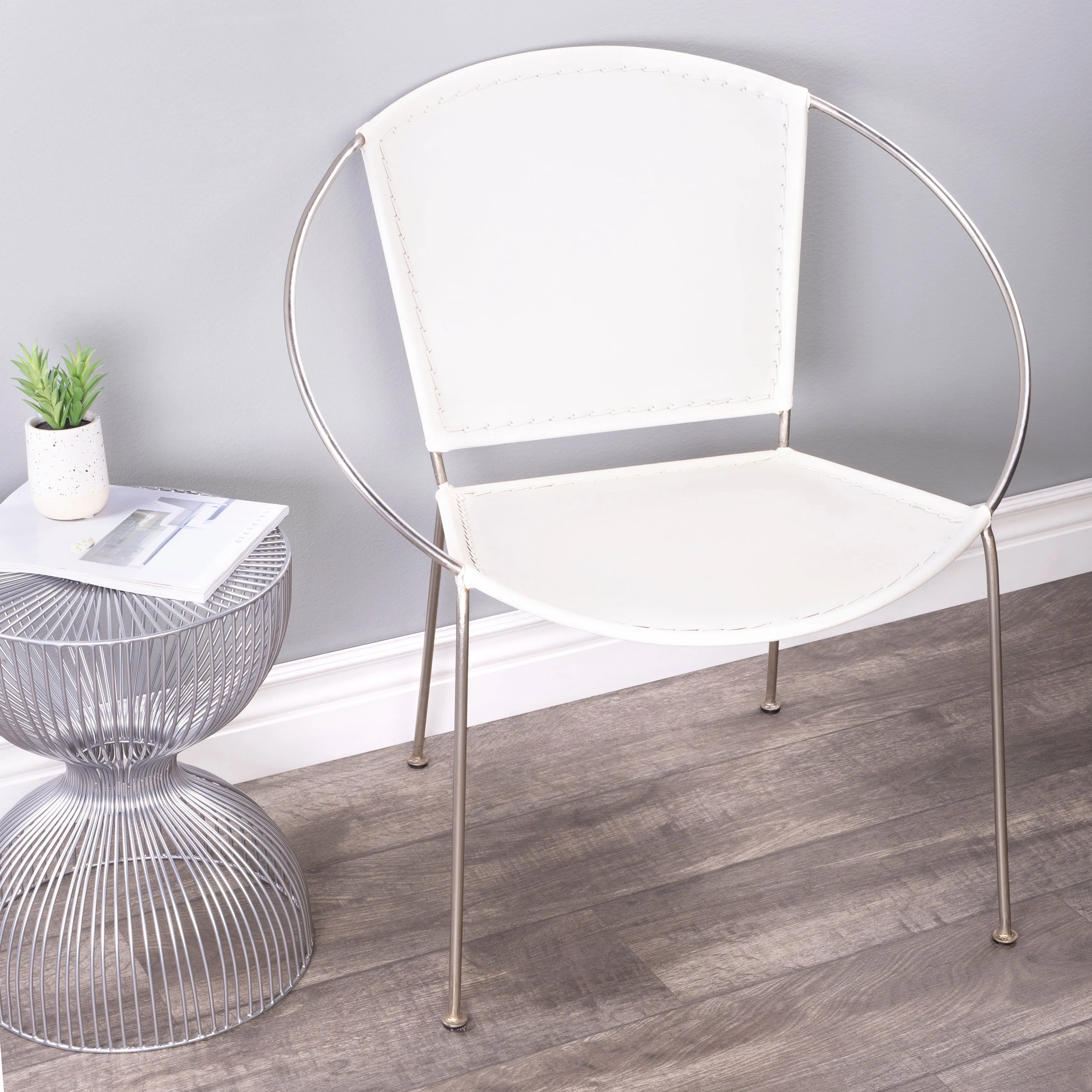 Milo Leather Accent Chair in White  5511411