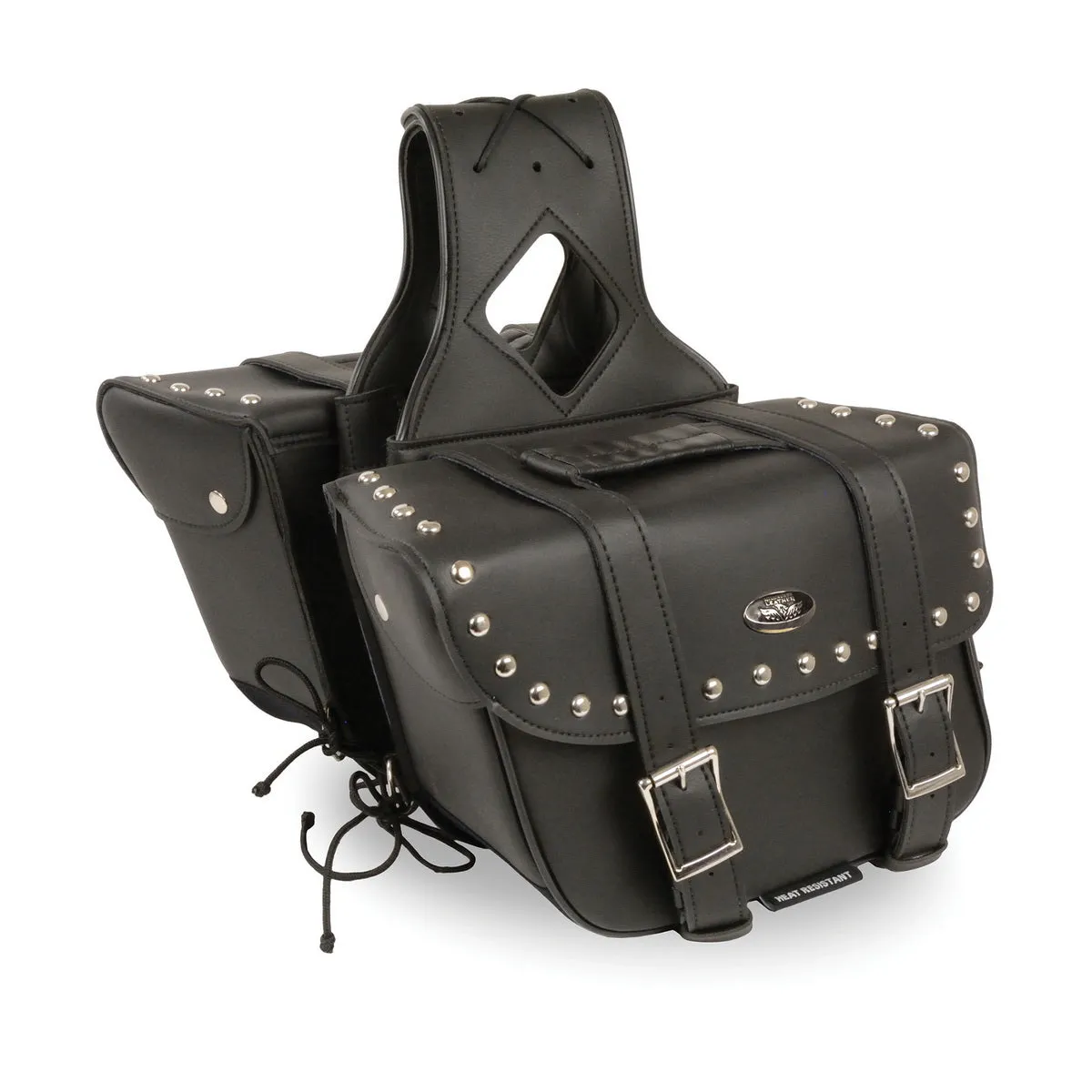 Milwaukee Leather SH57901ZB Black Medium Zip-Off PVC Slanted Throw