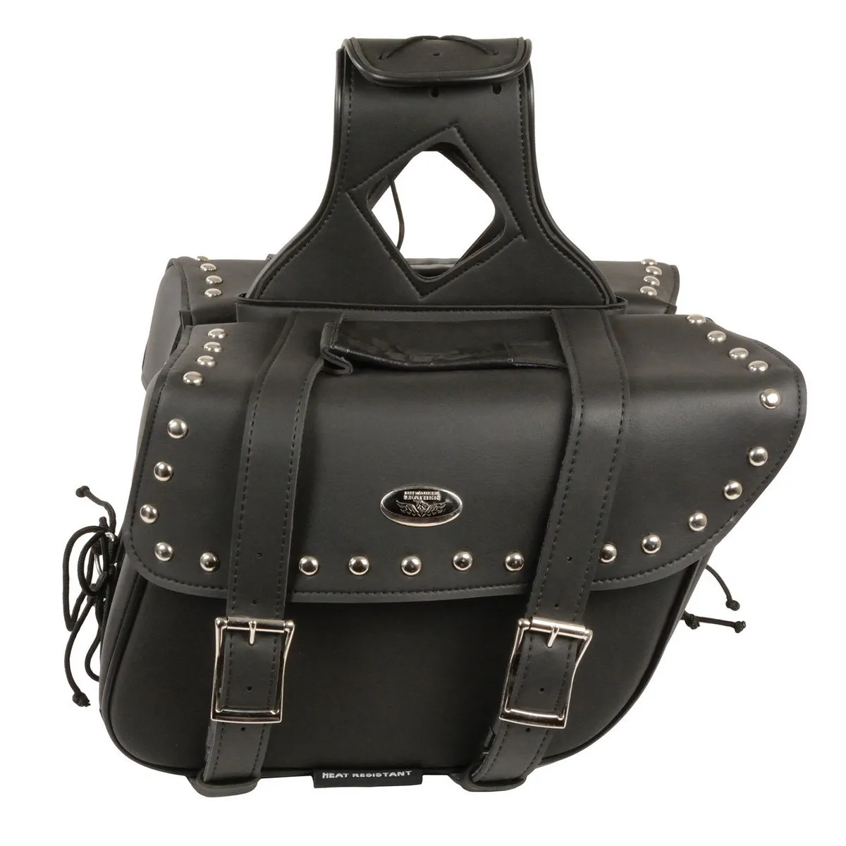 Milwaukee Leather SH57901ZB Black Medium Zip-Off PVC Slanted Throw