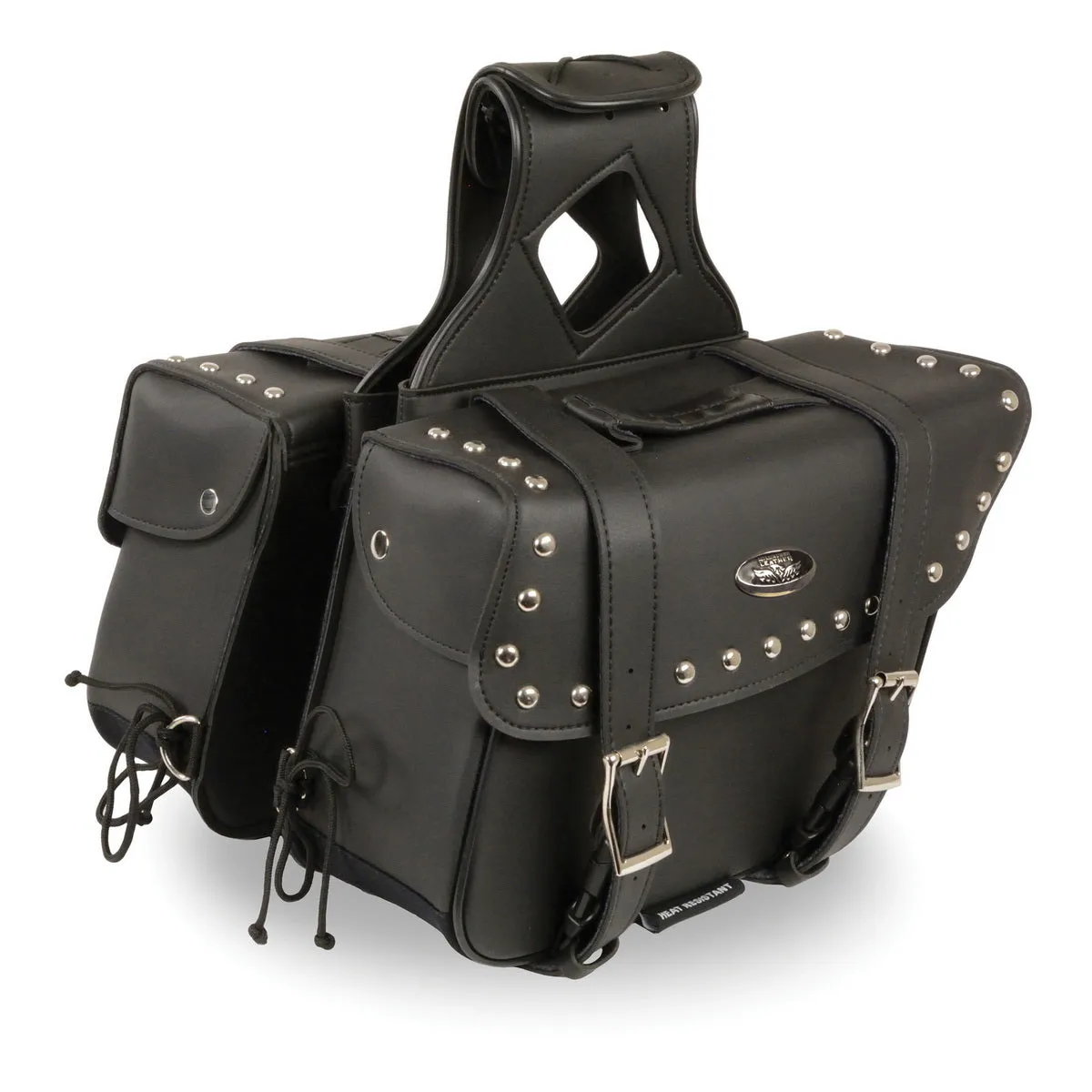 Milwaukee Leather SH57901ZB Black Medium Zip-Off PVC Slanted Throw