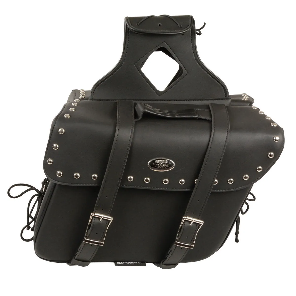 Milwaukee Leather SH579ZB Large Black Zip-Off PVC Slanted Throw Over