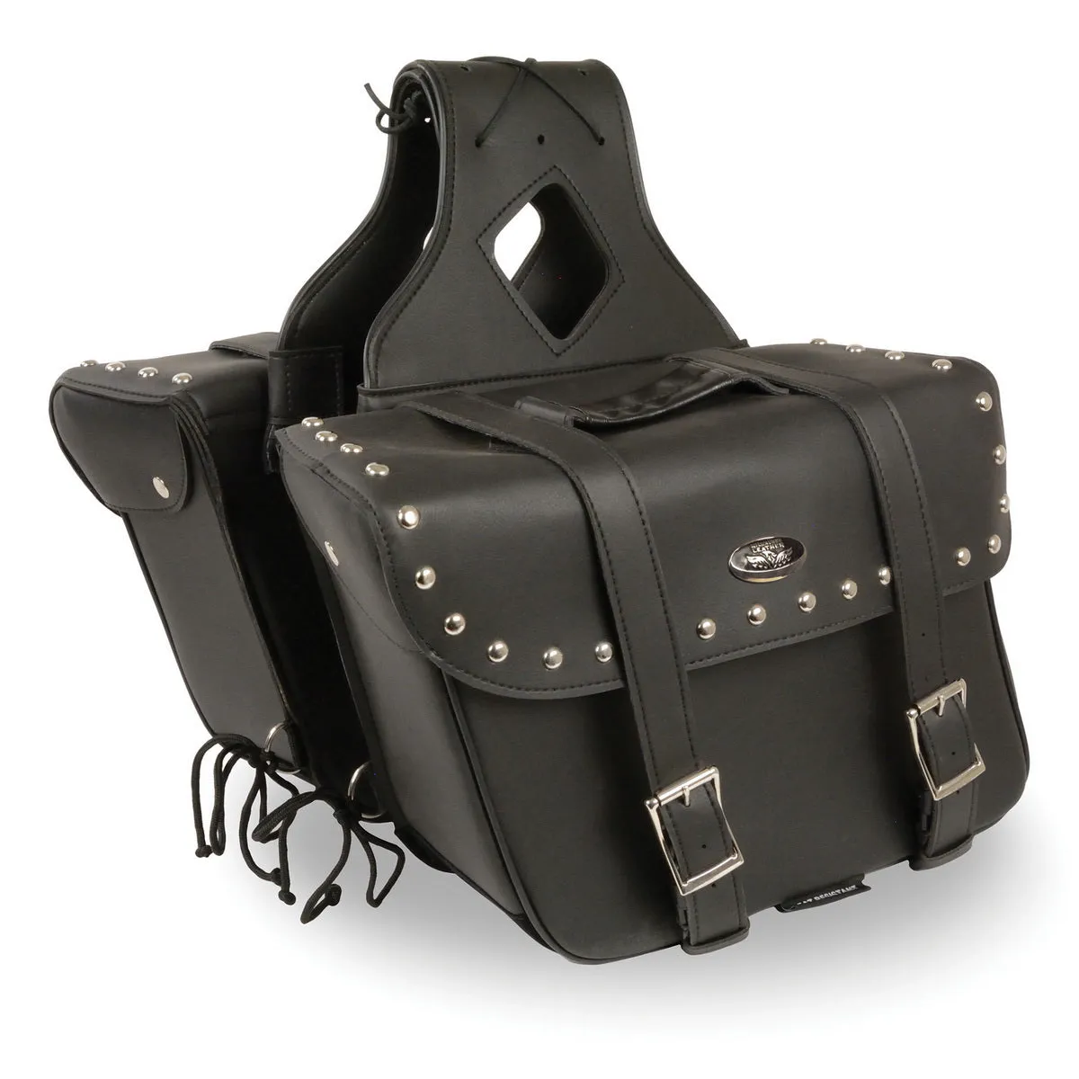 Milwaukee Leather SH579ZB Large Black Zip-Off PVC Slanted Throw Over