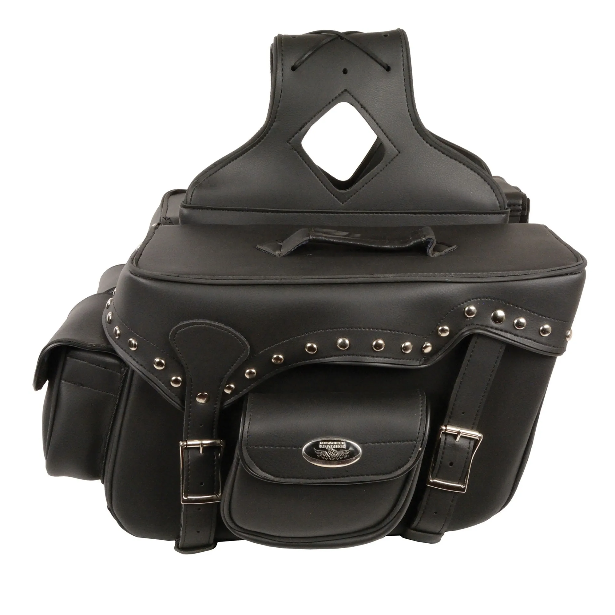 Milwaukee Leather SH66601ZB Black Zip-Off Double Pocket Studded PVC