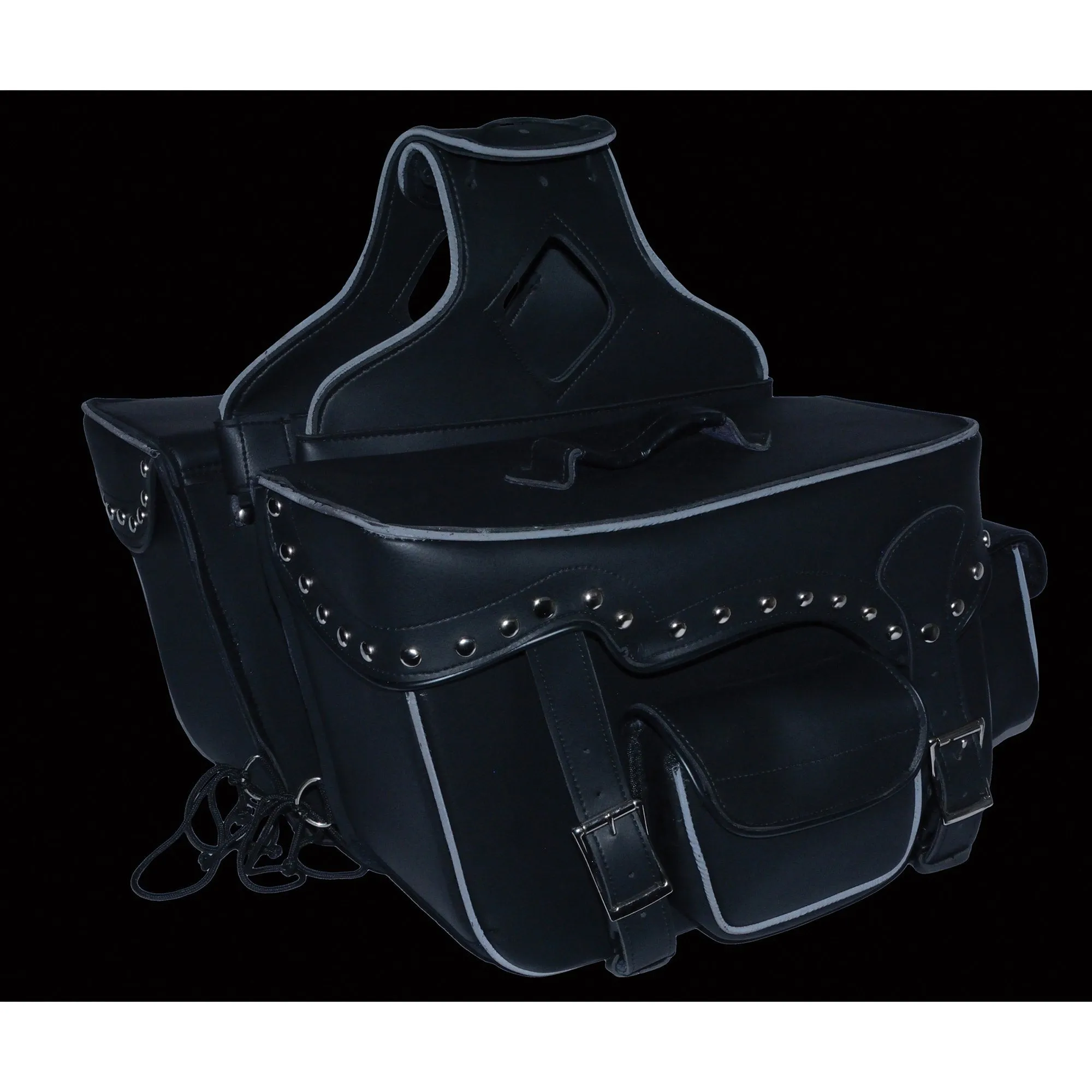 Milwaukee Leather SH66601ZB Black Zip-Off Double Pocket Studded PVC