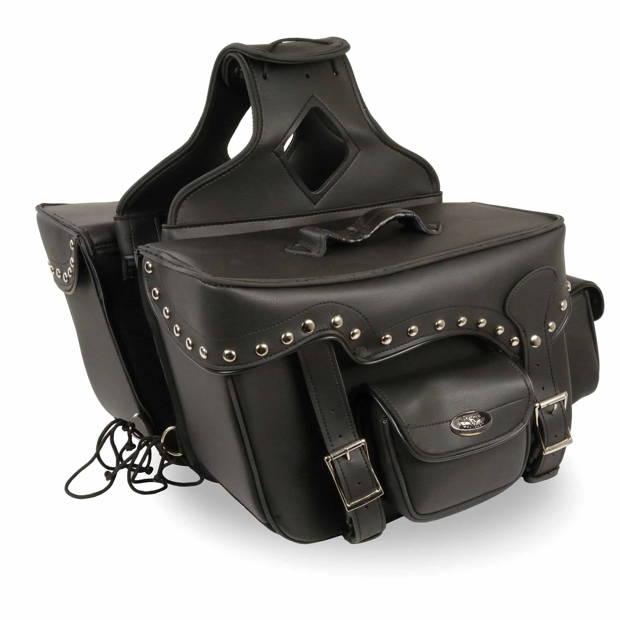 Milwaukee Leather SH66601ZB Black Zip-Off Double Pocket Studded PVC
