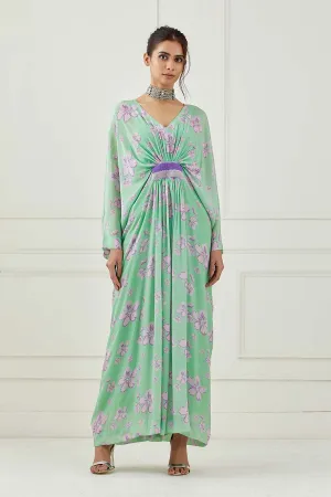Mint Green Printed Kaftan Dress