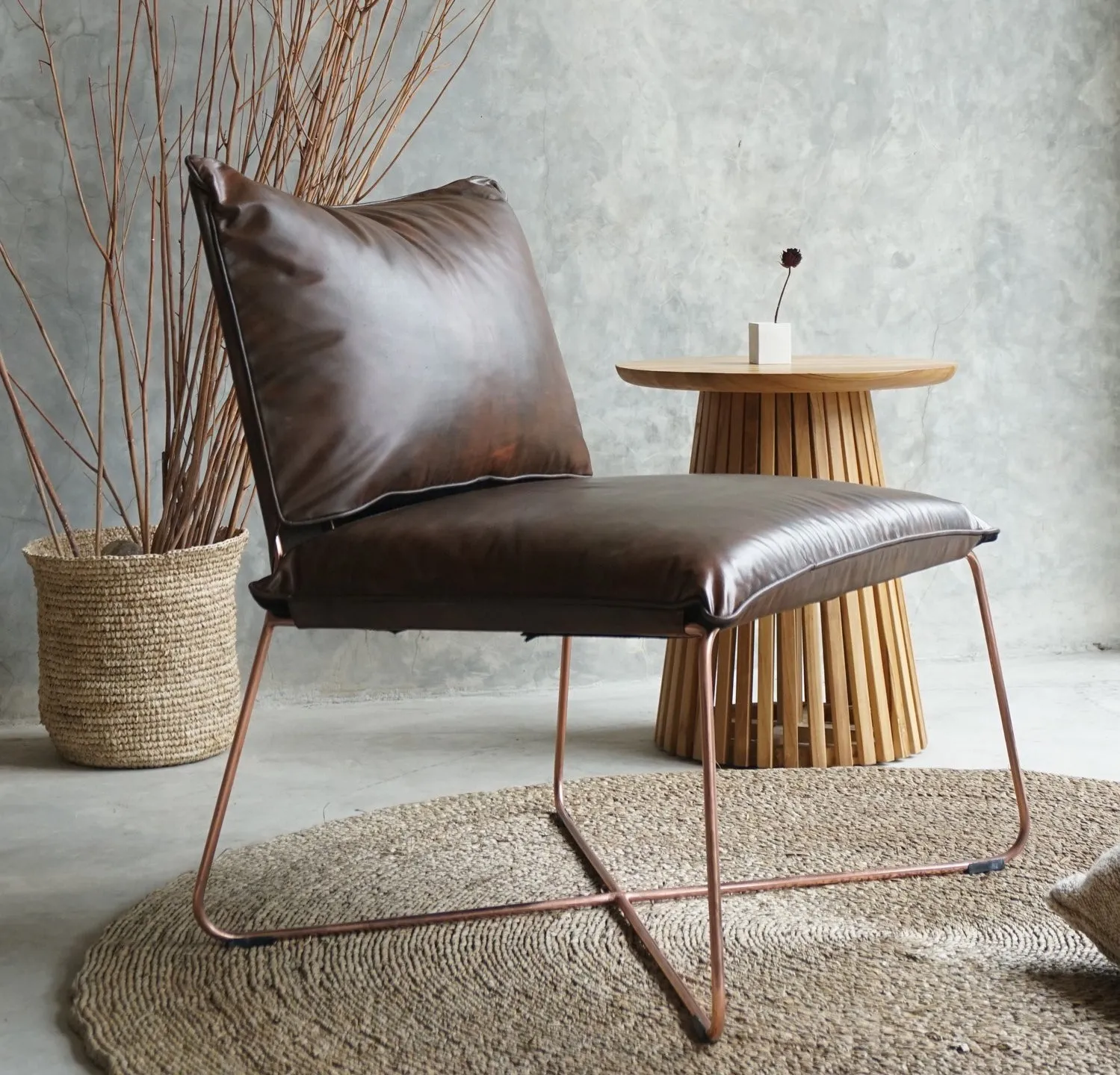 MODERNE LOUNGE CHAIR - DARK BROWN LEATHER