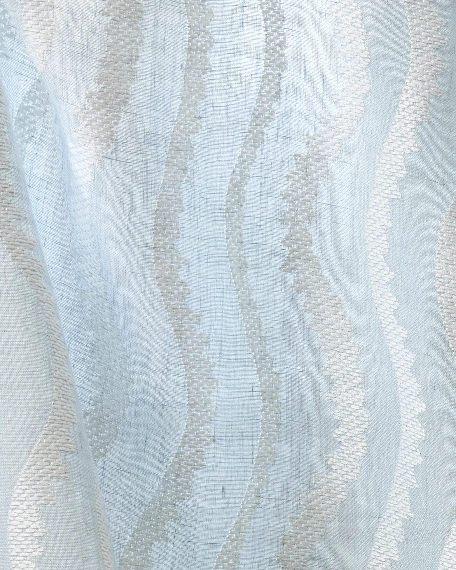 Notched Vines Sheer Fabric in Light Blue