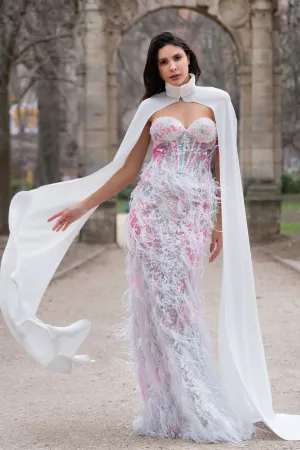 Off-Shoulder Multicolored Evening Dress