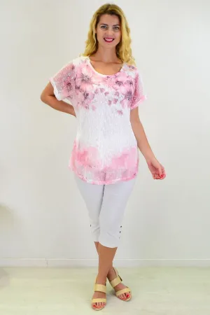 Pink Floral Net Tunic Top