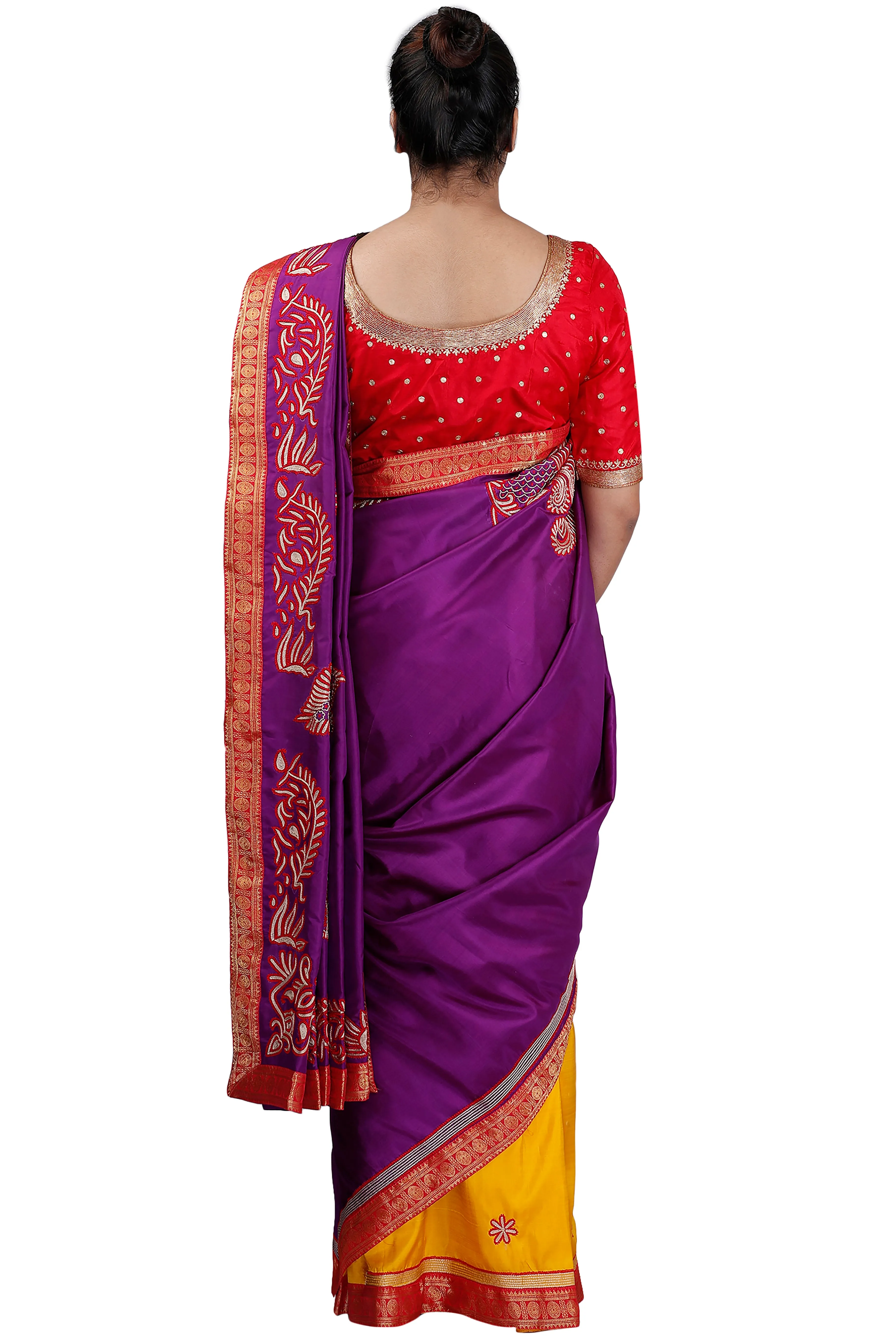 Purple-Yellow Half and Half Saree
