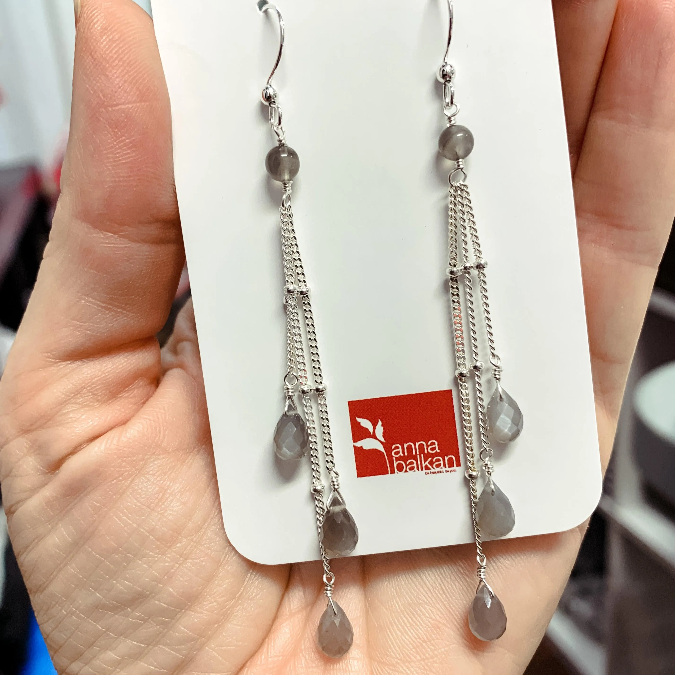Rain Drops Three Strand Earrings