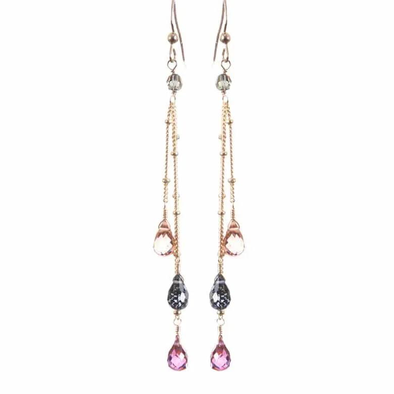 Rain Drops Three Strand Earrings