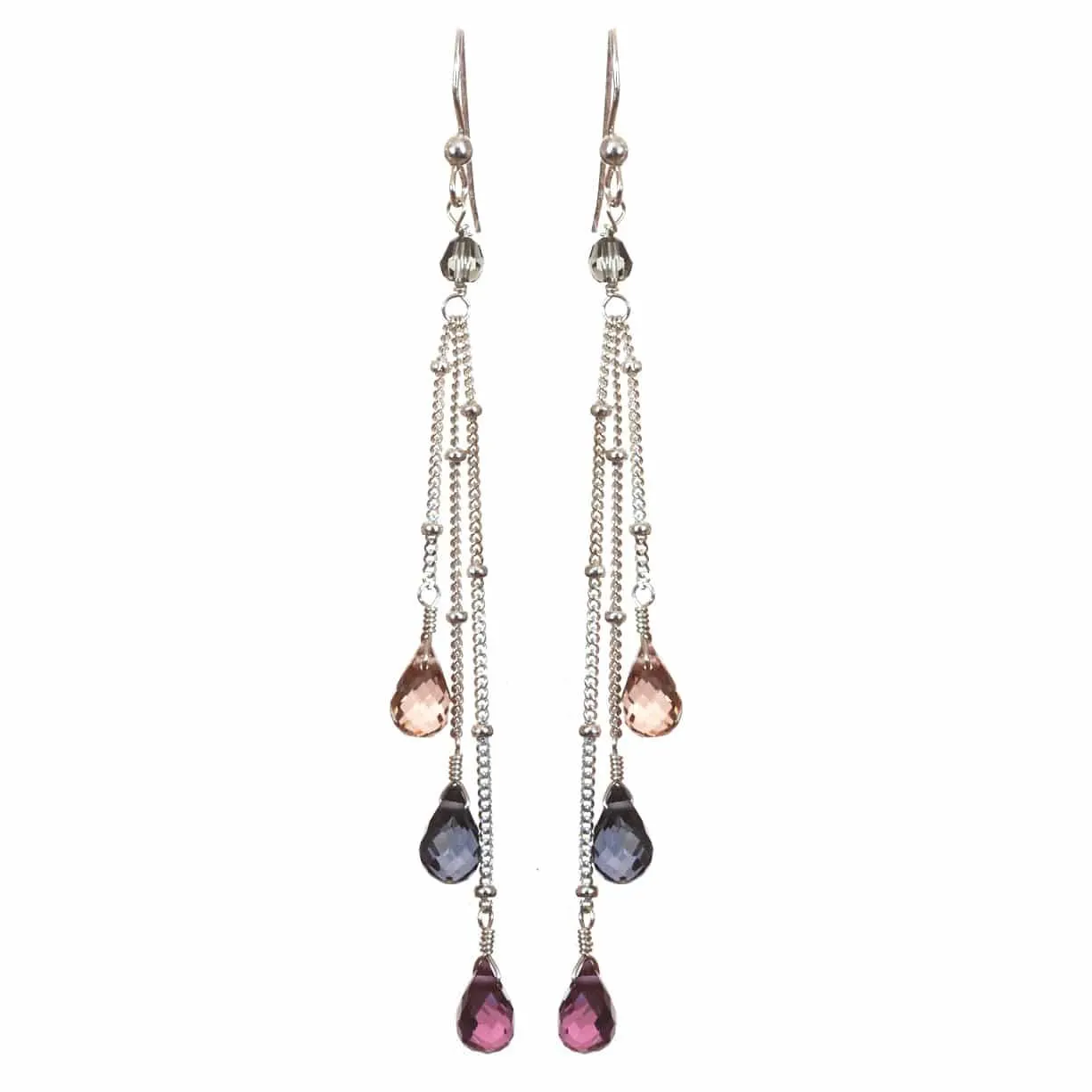 Rain Drops Three Strand Earrings