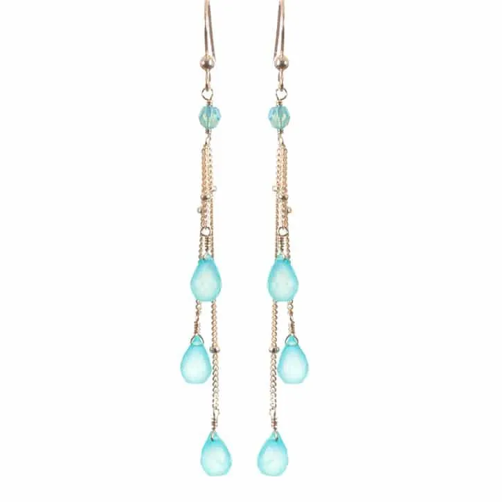 Rain Drops Three Strand Earrings