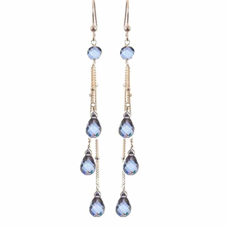 Rain Drops Three Strand Earrings