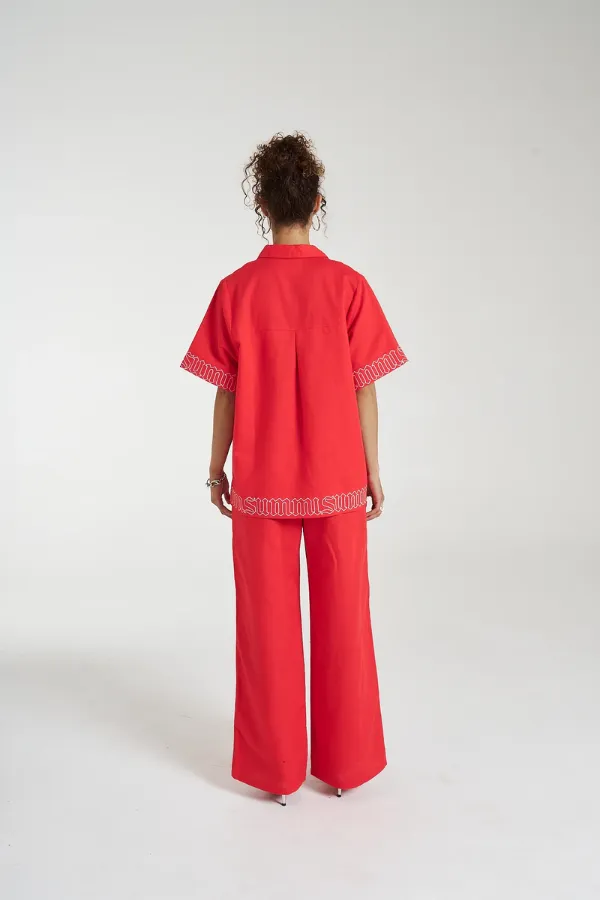 Sig Linen Shirt Scarlet Summi