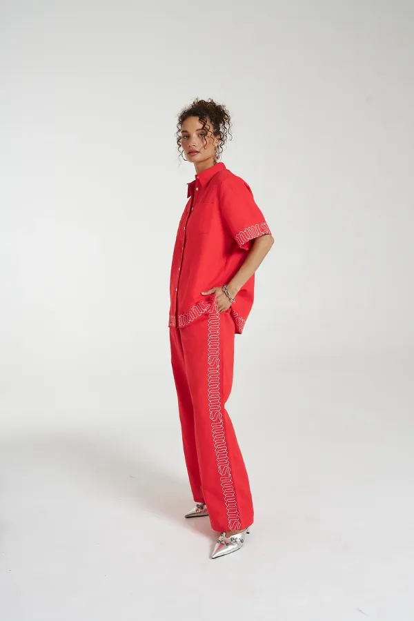 Sig Linen Shirt Scarlet Summi