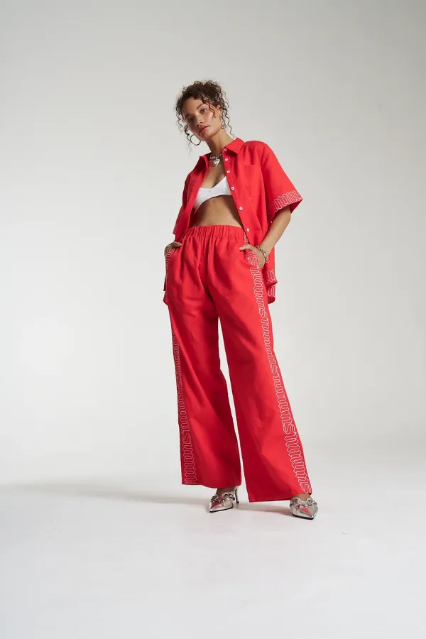Sig Linen Shirt Scarlet Summi