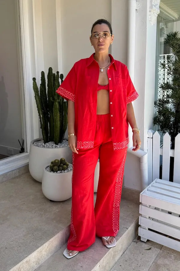 Sig Linen Shirt Scarlet Summi