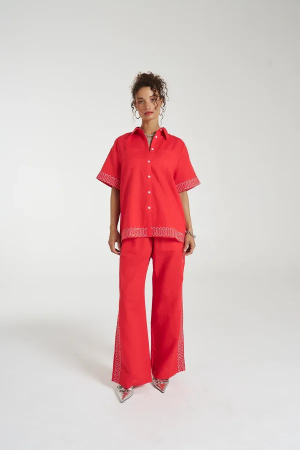 Sig Linen Shirt Scarlet Summi