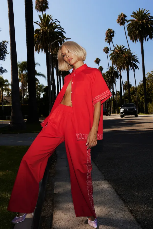 Sig Linen Shirt Scarlet Summi