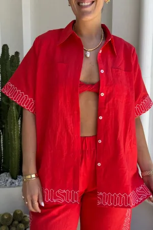 Sig Linen Shirt Scarlet Summi