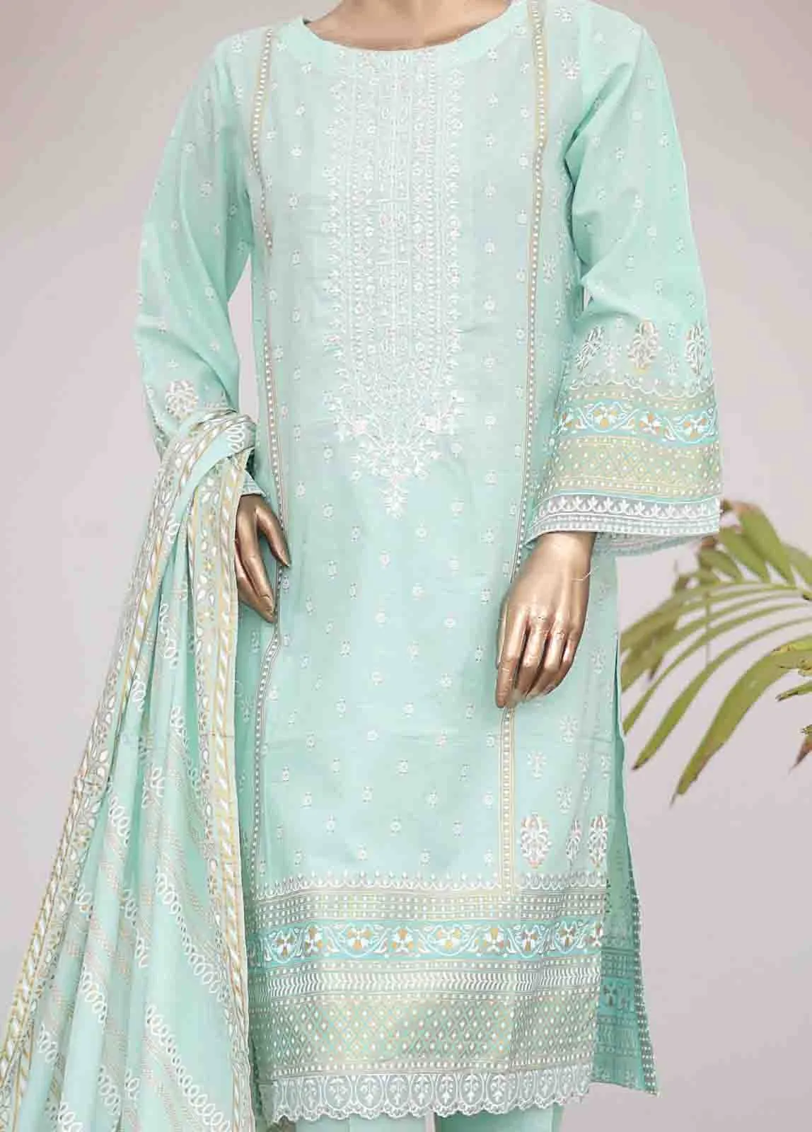 SMEMB-0355- 3 Piece Embroidered Stitched Suit