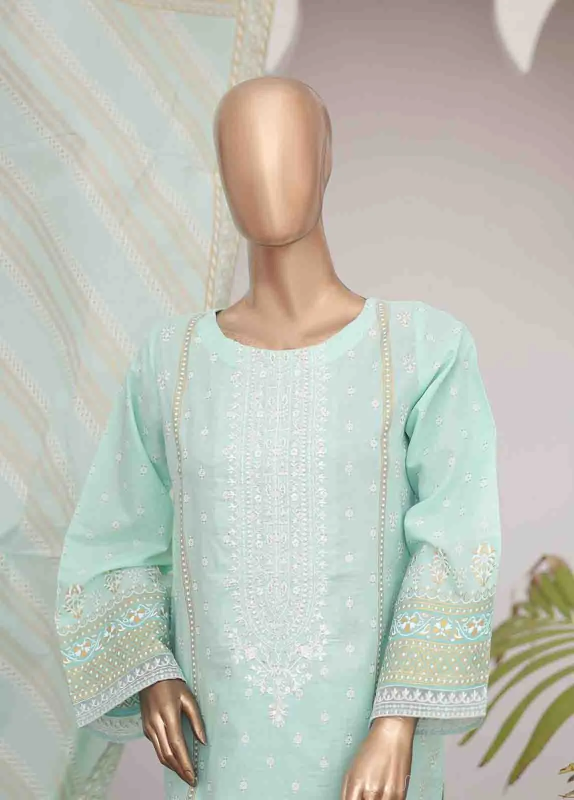 SMEMB-0355- 3 Piece Embroidered Stitched Suit