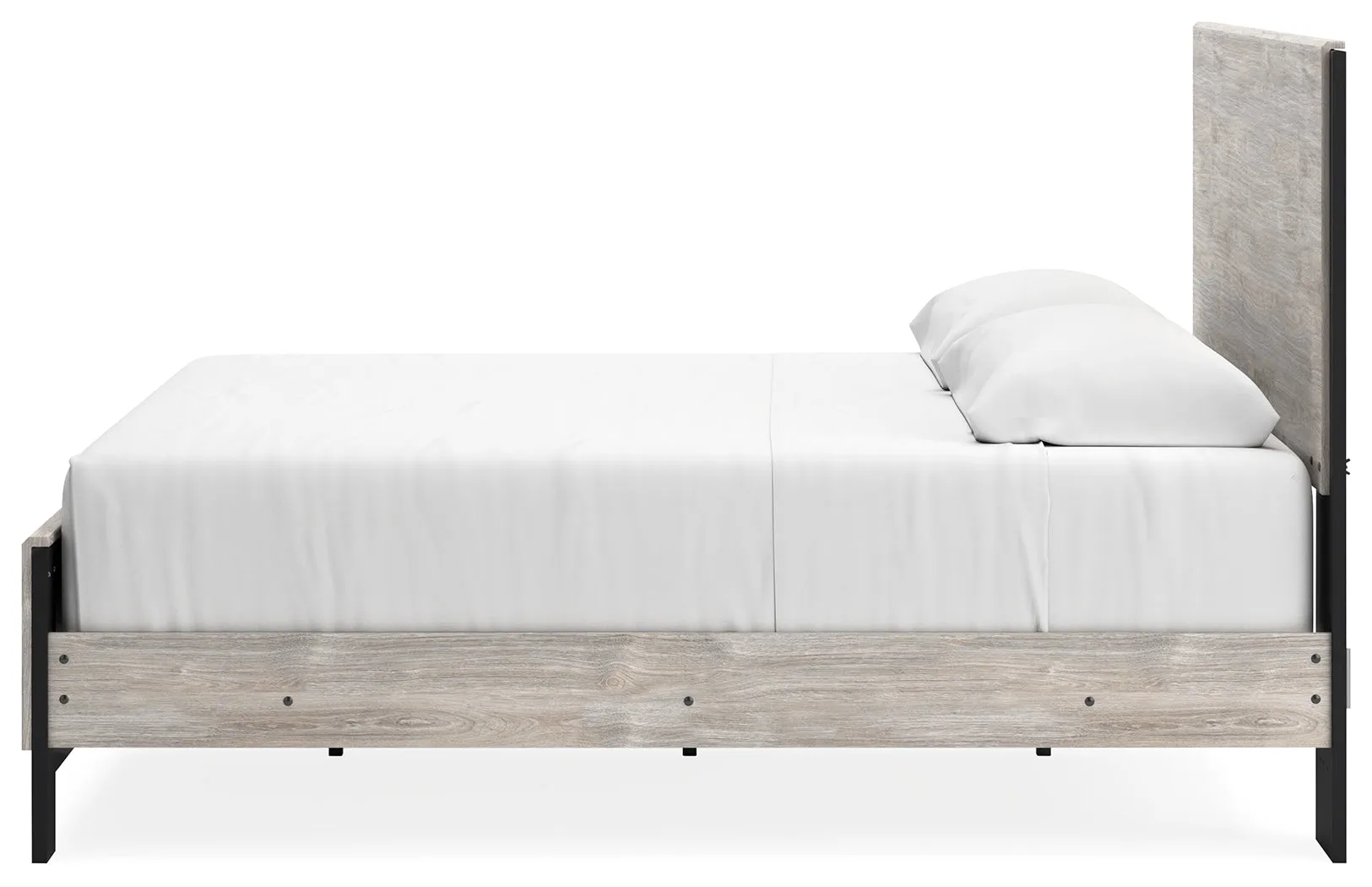 Vessalli King Panel Bed with Mirrored Dresser and 2 Nightstands in Gray