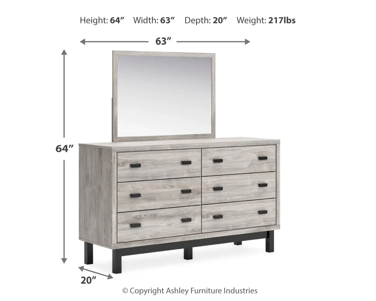 Vessalli King Panel Bed with Mirrored Dresser and 2 Nightstands in Gray