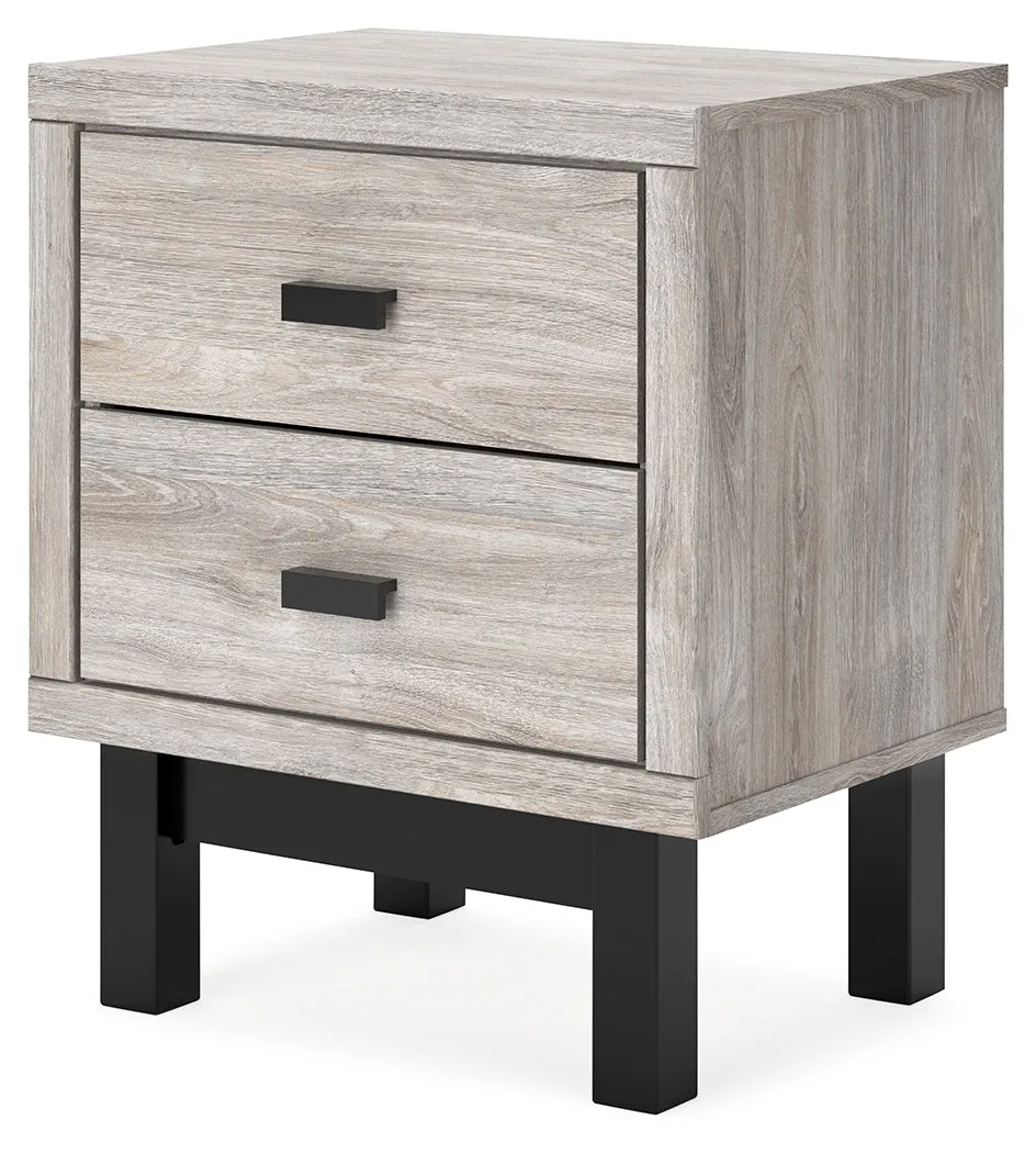 Vessalli King Panel Bed with Mirrored Dresser and 2 Nightstands in Gray