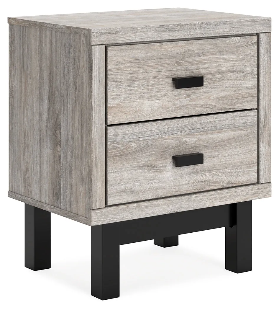 Vessalli King Panel Bed with Mirrored Dresser and 2 Nightstands in Gray