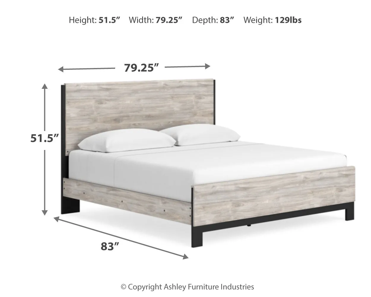 Vessalli King Panel Bed with Mirrored Dresser and 2 Nightstands in Gray