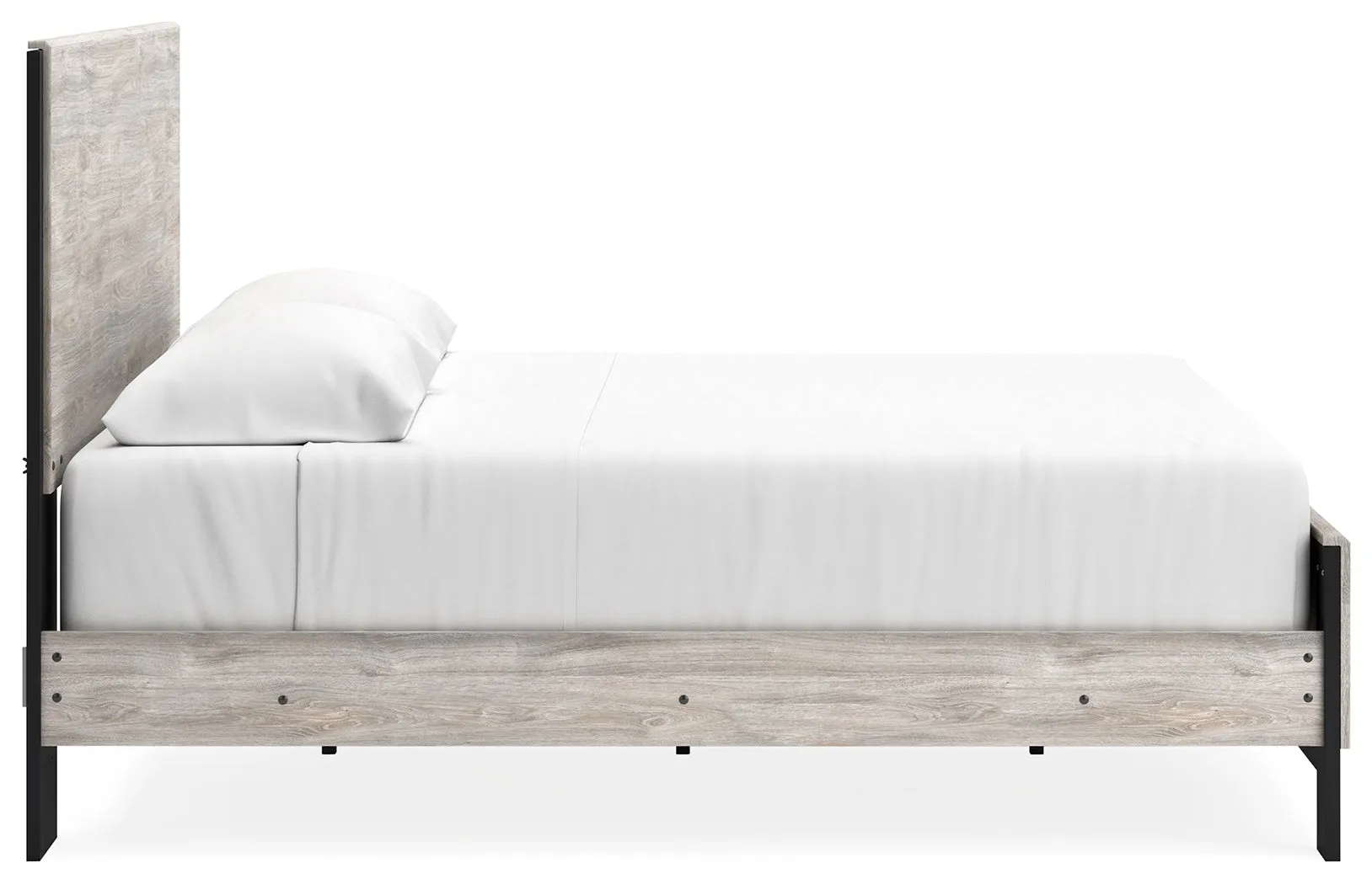 Vessalli King Panel Bed with Mirrored Dresser and 2 Nightstands in Gray