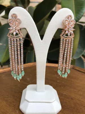 Viva Mint-Green and Rose-Gold Crystal Earrings
