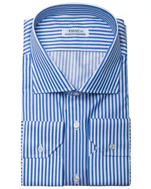White and Azure Blue Stripe Shirt