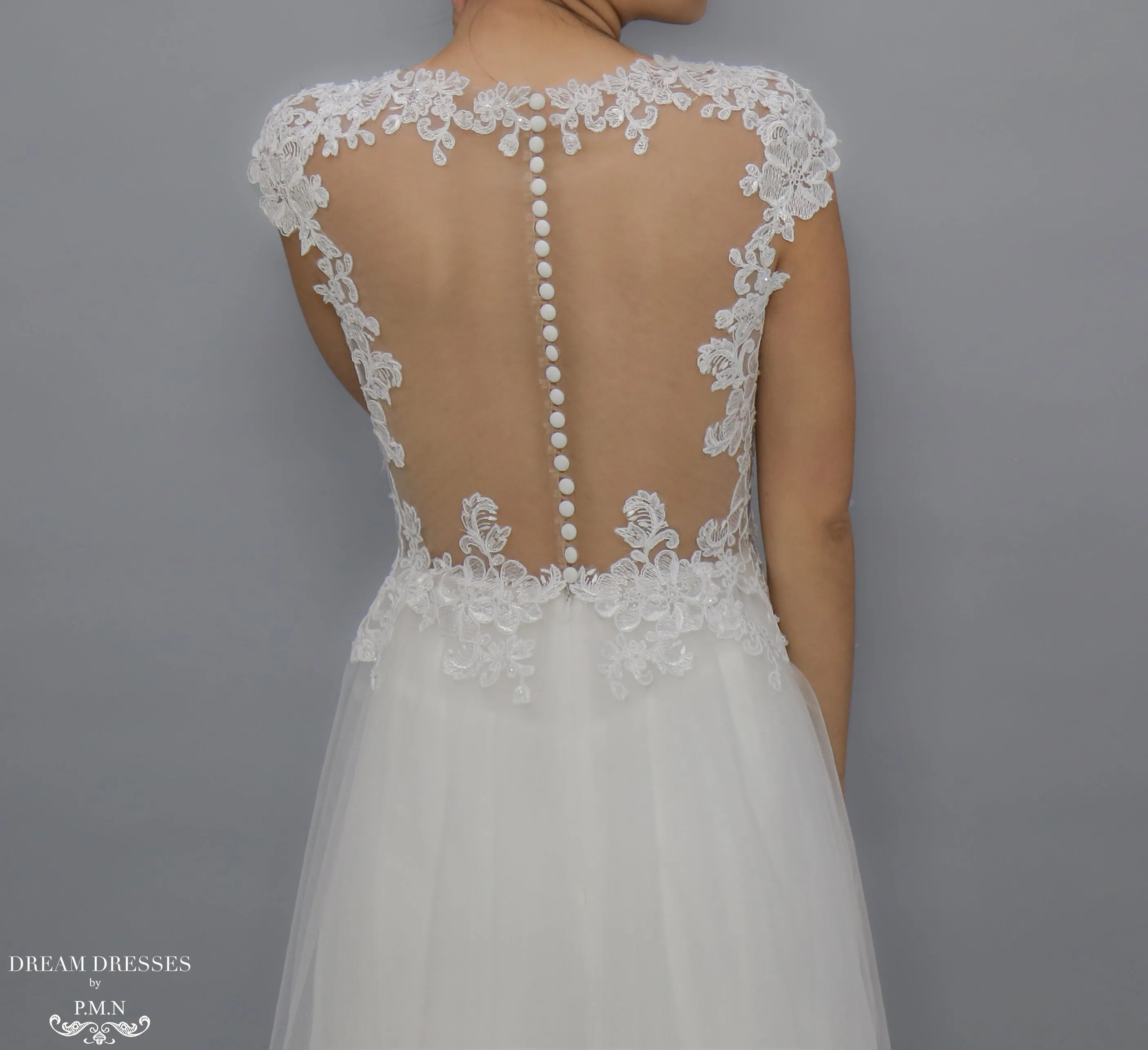 White Bridal Ao Dai | Modern Vietnamese Lace Bridal Dress (#JENY)