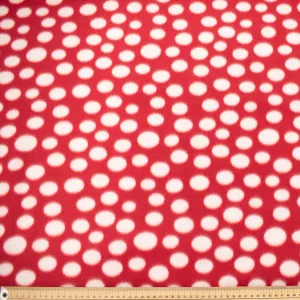 White Dots on Red Printed Polar Fleece Design 23