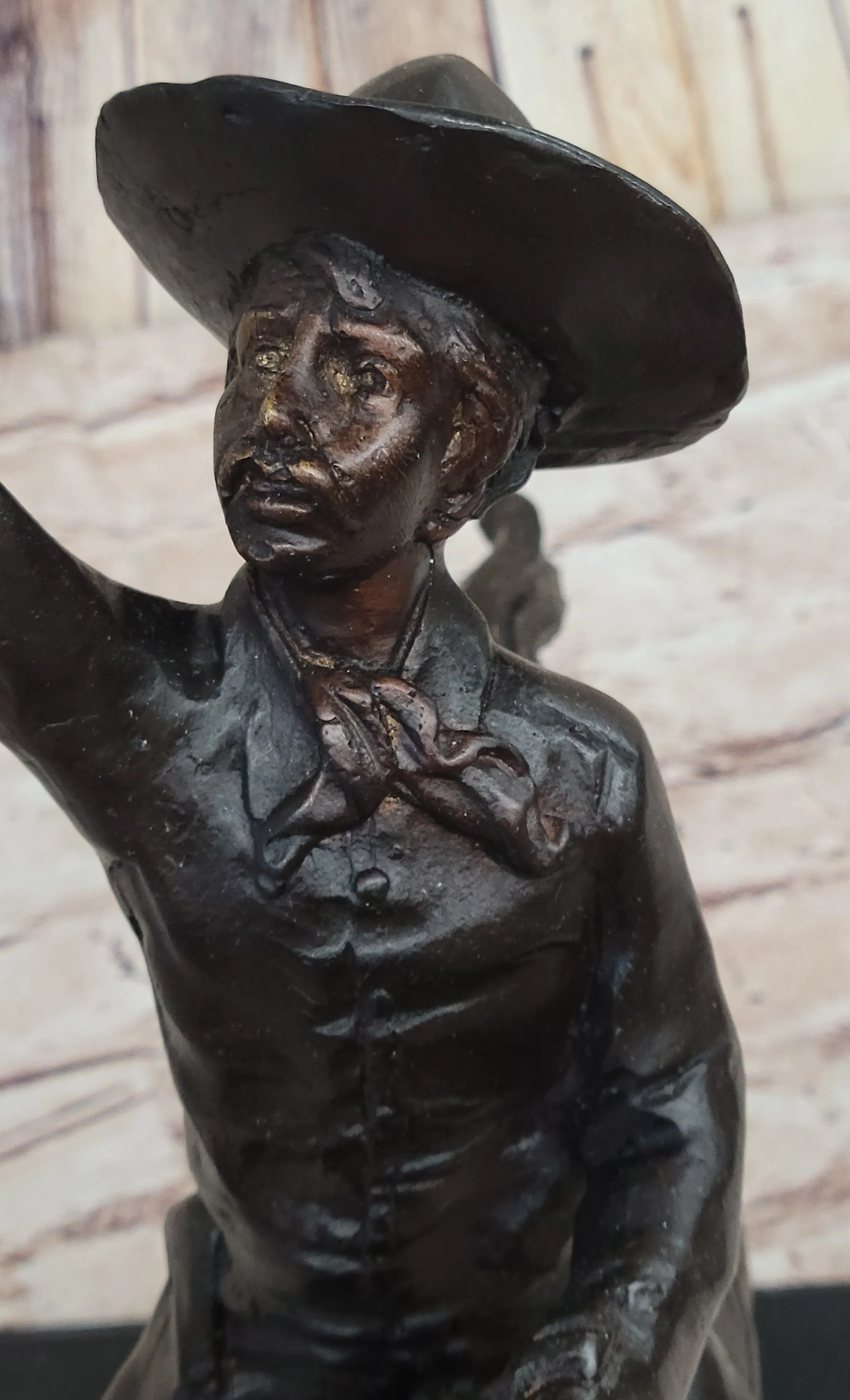 Will Rogers Cowboy on Horseback Bronze Sculpture Statue Figure Russell Western 16" x 17"