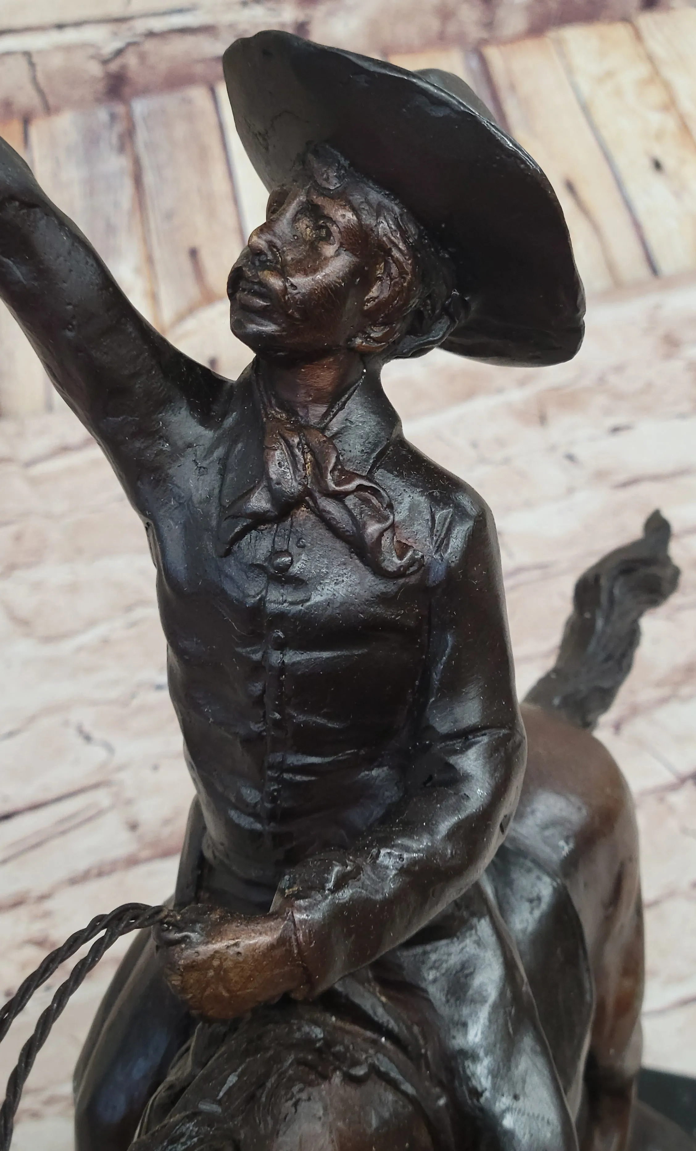 Will Rogers Cowboy on Horseback Bronze Sculpture Statue Figure Russell Western 16" x 17"