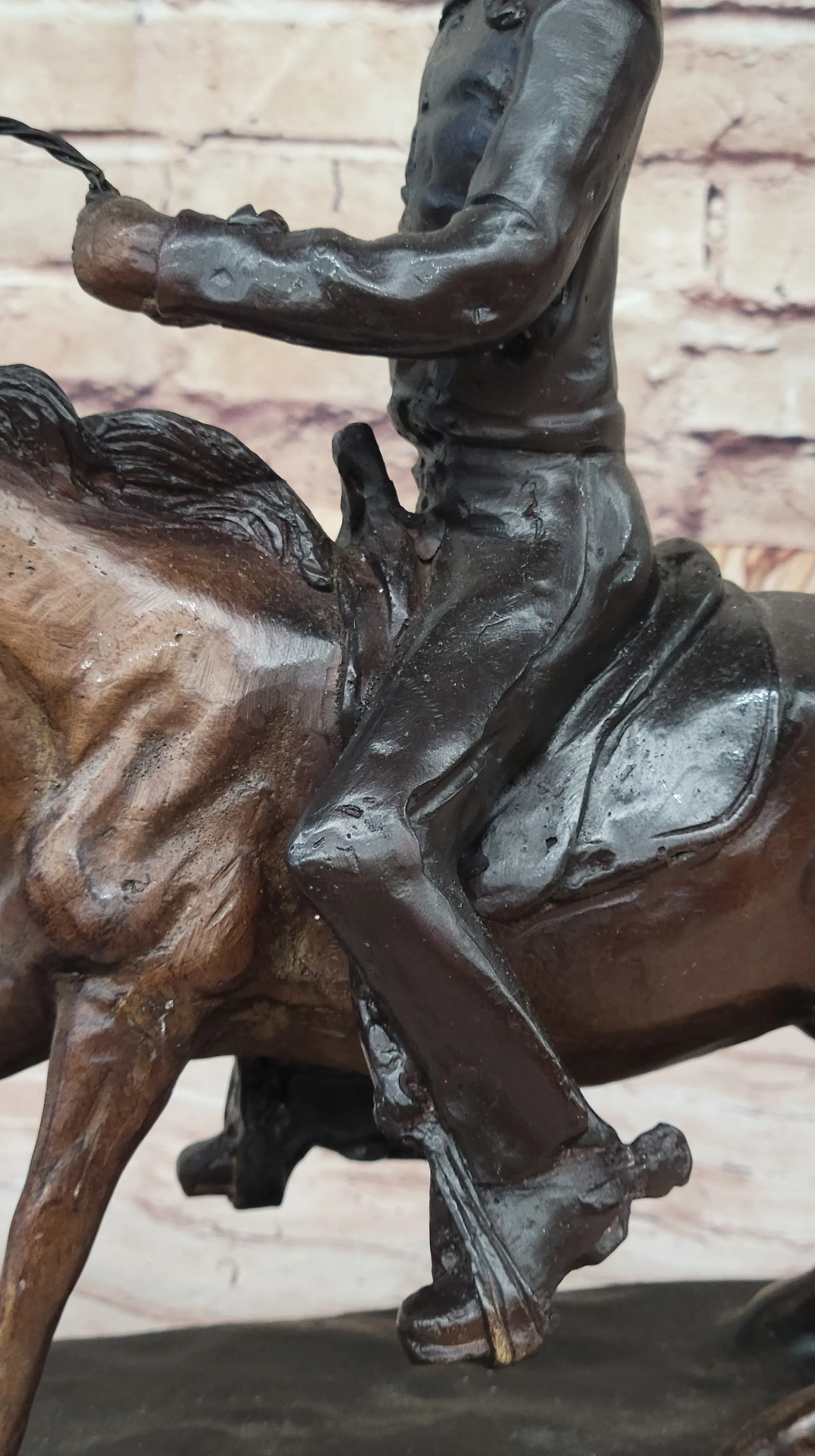 Will Rogers Cowboy on Horseback Bronze Sculpture Statue Figure Russell Western 16" x 17"